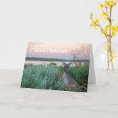 Love From Australia Kangaroo Sunset Lake カード (黄色い花)