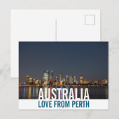Love From Australia Perth Skyline by Night Photo ポストカード (正面/裏面)