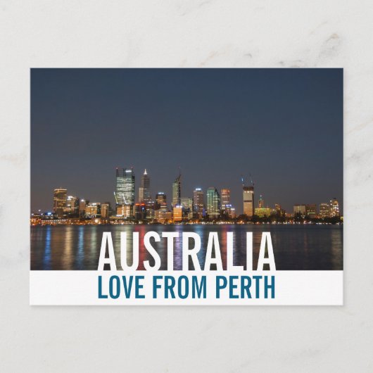 Love From Australia Perth Skyline by Night Photo ポストカード (正面)