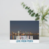 Love From Australia Perth Skyline by Night Photo ポストカード (スタンド正面)