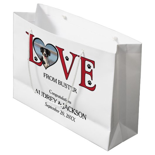 Love From Your Dog Wedding Gift Bag ラージペーパーバッグ (正面アングル)