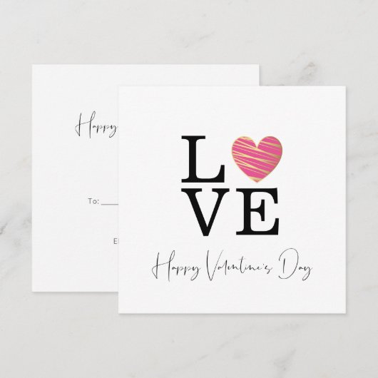 Love Fuchsia Heart Happy Valentine's Day Script (正面/裏面)