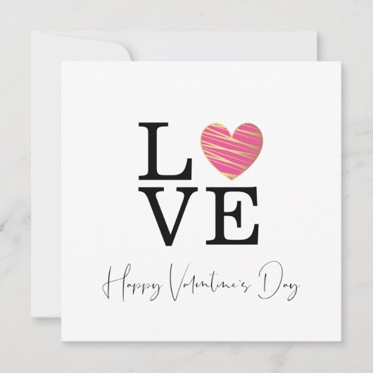 Love Fuchsia Heart Happy Valentine's Day Script (正面)