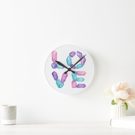 LOVE Gemstone Wall Clock – Elegant Crystal Letter  ラウンド壁時計 (ホーム)