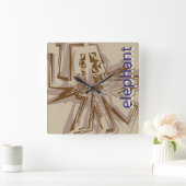 LOVE GEOMESKY ANIMALS elephant BY MASANSER スクエア壁時計 (ホーム)