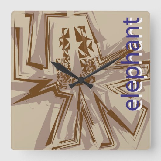 LOVE GEOMESKY ANIMALS elephant BY MASANSER スクエア壁時計 (正面)