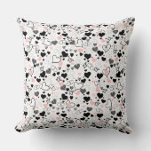 Love Gift Pillow Pink and Black Hand Drawn Hearts クッション (正面)