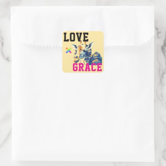 LOVE × GIRAFFE - Custom スクエアシール (バッグ)