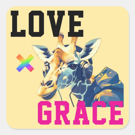 LOVE × GIRAFFE - Custom スクエアシール (正面)
