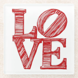 LOVE Glass Coaster , Valentine gift Glass Coasters ガラスコースター