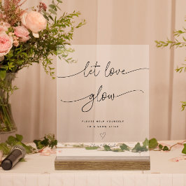 Love GlowのGlowスティック結婚ウッドの書道 アクリルサイン