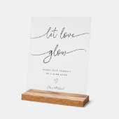 Love GlowのGlowスティック結婚ウッドの書道 アクリルサイン (傾斜)