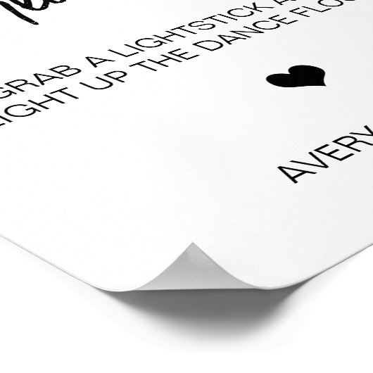 Love Glowミニマリストスティックハート結婚ダンス ポスター (角)