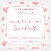 Love Glow Valentine – Romantic Love Candle Label スクエアシール (正面)