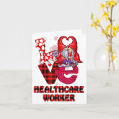 Love Gnome Healthcare Worker Valentines Day Heart  カード (黄色い花)