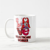 Love Gnome Healthcare Worker Valentines Day Heart  コーヒーマグカップ (左)