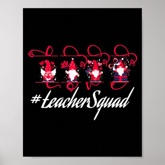 Love Gnome Teacher Squad Happy Valentine Gnome Tea ポスター (正面)