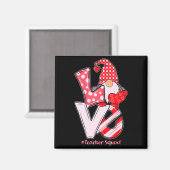 Love Gnome Teacher Squad Happy Valentine Gnome Tea マグネット (正面/裏面)