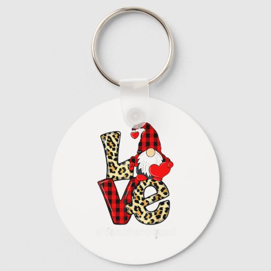 Love Gnome Teacher Squad Valentines Day Teacher St キーホルダー (正面)