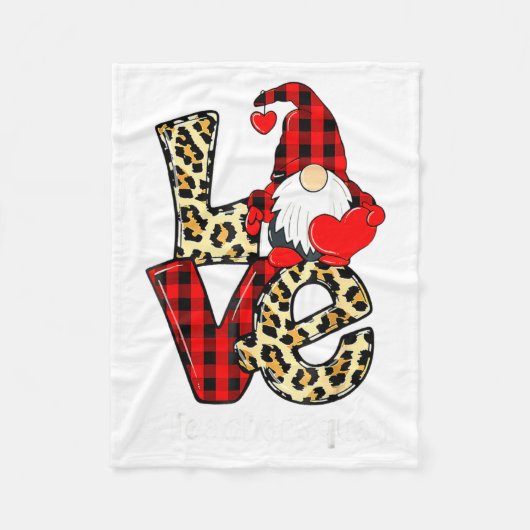 Love Gnome Teacher Squad Valentines Day Teacher St フリースブランケット (正面)