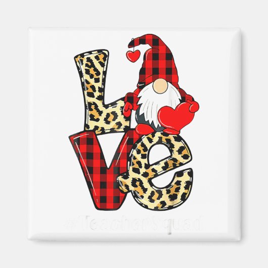 Love Gnome Teacher Squad Valentines Day Teacher St マグネット (正面)