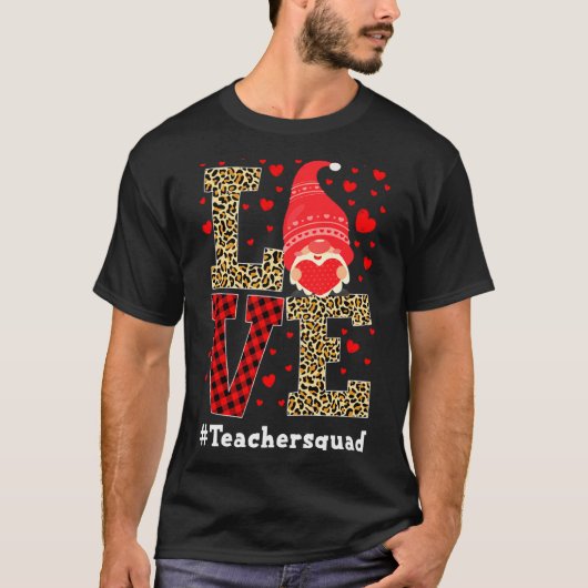Love Gnome Teacher Squad Valentines Day Teacher St Tシャツ (正面)