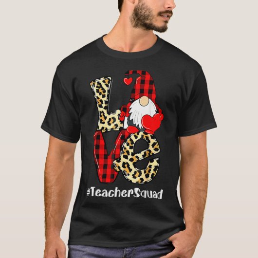 Love Gnome Teacher Squad Valentines Day Teacher St Tシャツ (正面)
