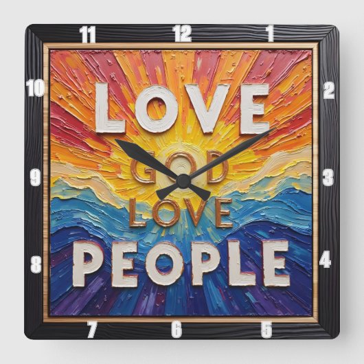 Love God Love People Artwork スクエア壁時計 (正面)