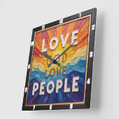 Love God Love People Artwork スクエア壁時計 (傾斜)
