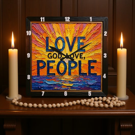 Love God, Love People Artwork スクエア壁時計