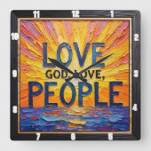 Love God, Love People Artwork スクエア壁時計 (正面)