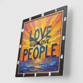 Love God, Love People Artwork スクエア壁時計 (傾斜)