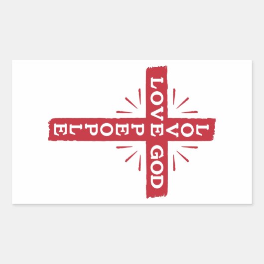 LOVE GOD - LOVE PEOPLE - CHRISTIAN Stickers 長方形シール (正面)