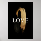 LOVE Gold Brushstroke – Modern Minimalist Art ポスター (正面)