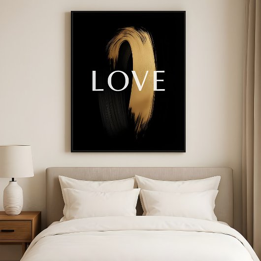 LOVE Gold Brushstroke – Modern Minimalist Art ポスター