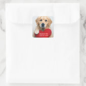 Love Golden Retriever With a Red Heart Pillow スクエアシール (バッグ)