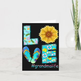 LOVE Grandma Life Flip Flops Hippie Sunflower カード