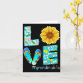 LOVE Grandma Life Flip Flops Hippie Sunflower カード (黄色い花)