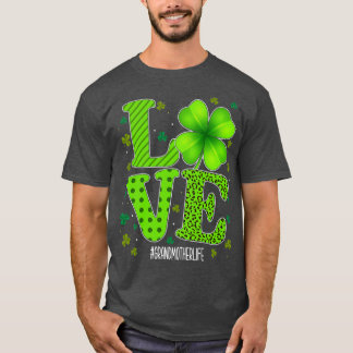 Love Grandmother Green Plaid Leopard Patricks Day Tシャツ