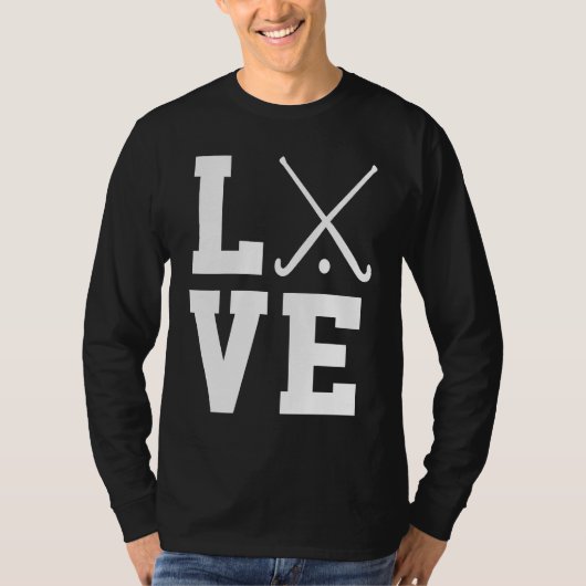 Love Graphic Hockey Player Field Hockey Hockey Sti Tシャツ (正面)