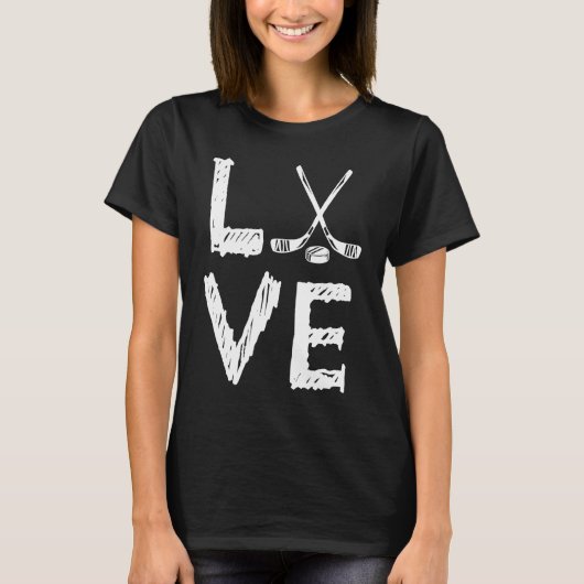 Love Graphic Hockey Player Field Hockey Hockey Sti Tシャツ (正面)