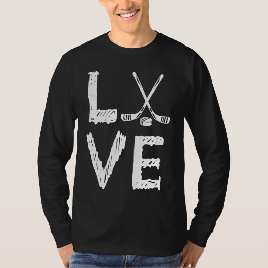 Love Graphic Hockey Player Field Hockey Hockey Sti Tシャツ (正面)