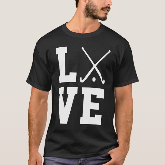 Love Graphic Hockey Player Field Hockey Hockey Sti Tシャツ (正面)