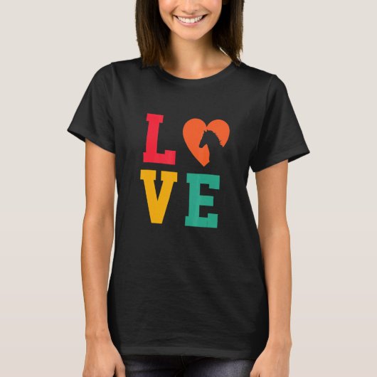 Love Graphic Horse Lover Equestrian Rider Horses F Tシャツ (正面)