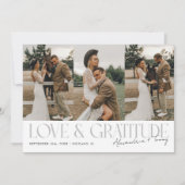 Love & Gratitude 白い結婚式マルチフォトカード サンキューカード (正面)
