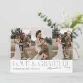 Love & Gratitude 白い結婚式マルチフォトカード サンキューカード (スタンド正面)