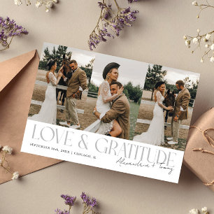 Love & Gratitude 白い結婚式マルチフォトカード サンキューカード