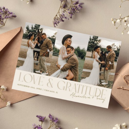 Love & Gratitude Cream 結婚式 マルチフォトカード サンキューカード