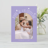 Love & Gratitude Minimal Wedding Photo Lilac サンキューカード (スタンド正面)