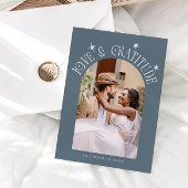 Love & Gratitude Minimal Wedding Photo Slate Blue サンキューカード